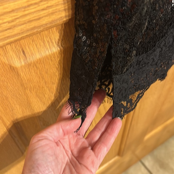 Women's Black Lace Trim Sequin Slip Dress - Wild Fable™- Fully lined - Picture 8 of 12